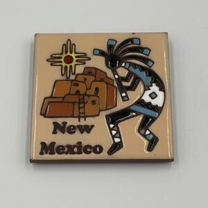New Mexico Land of Enchantment Ceramic Tile Coaster Desert Zia Kokopelli Decor